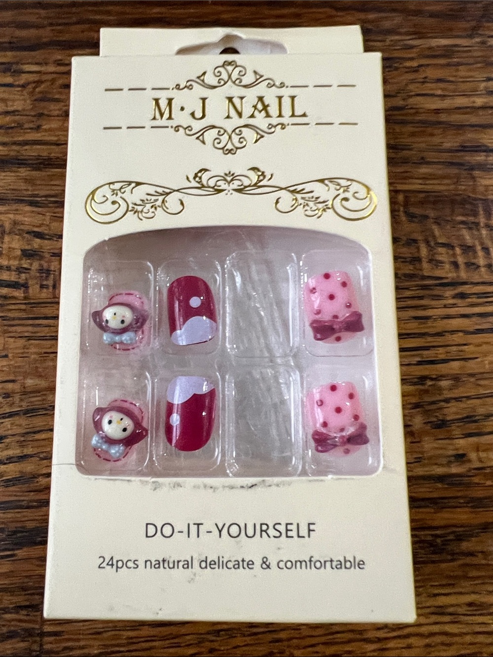 M J Nail Pink & Burgundy Strawberry Shortcake Press-On Nails